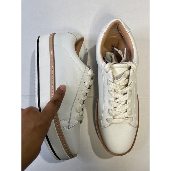 Chelsea & Violet Womens White Leather Platform Sneakers Sz 9 Casual Comfort Lace - Picture 12 of 14